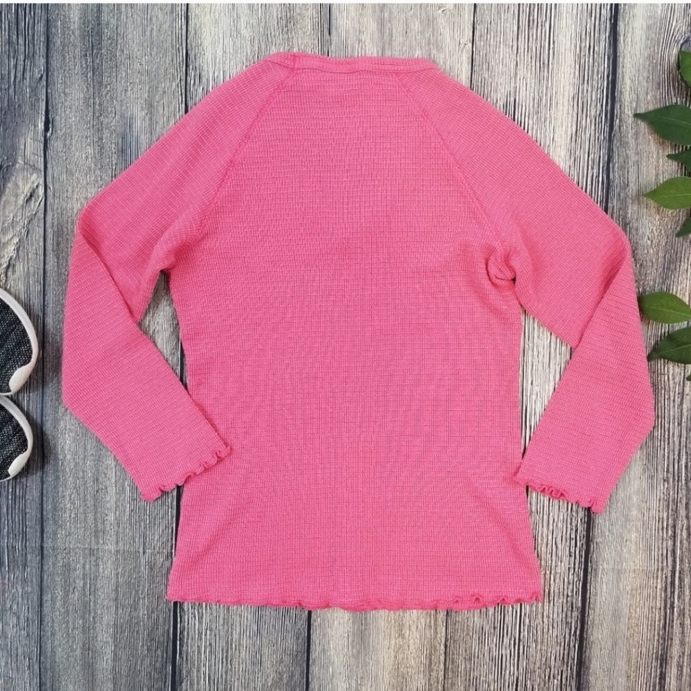 Athleta Pink Scallop Hem 3/4 Sleeve Top - Picture 5 of 6